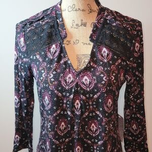 #13 Daniel Rainn black purple mixed print top